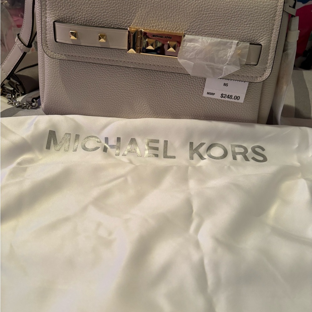 Michael Kors Cream Leather Shoulder Bag